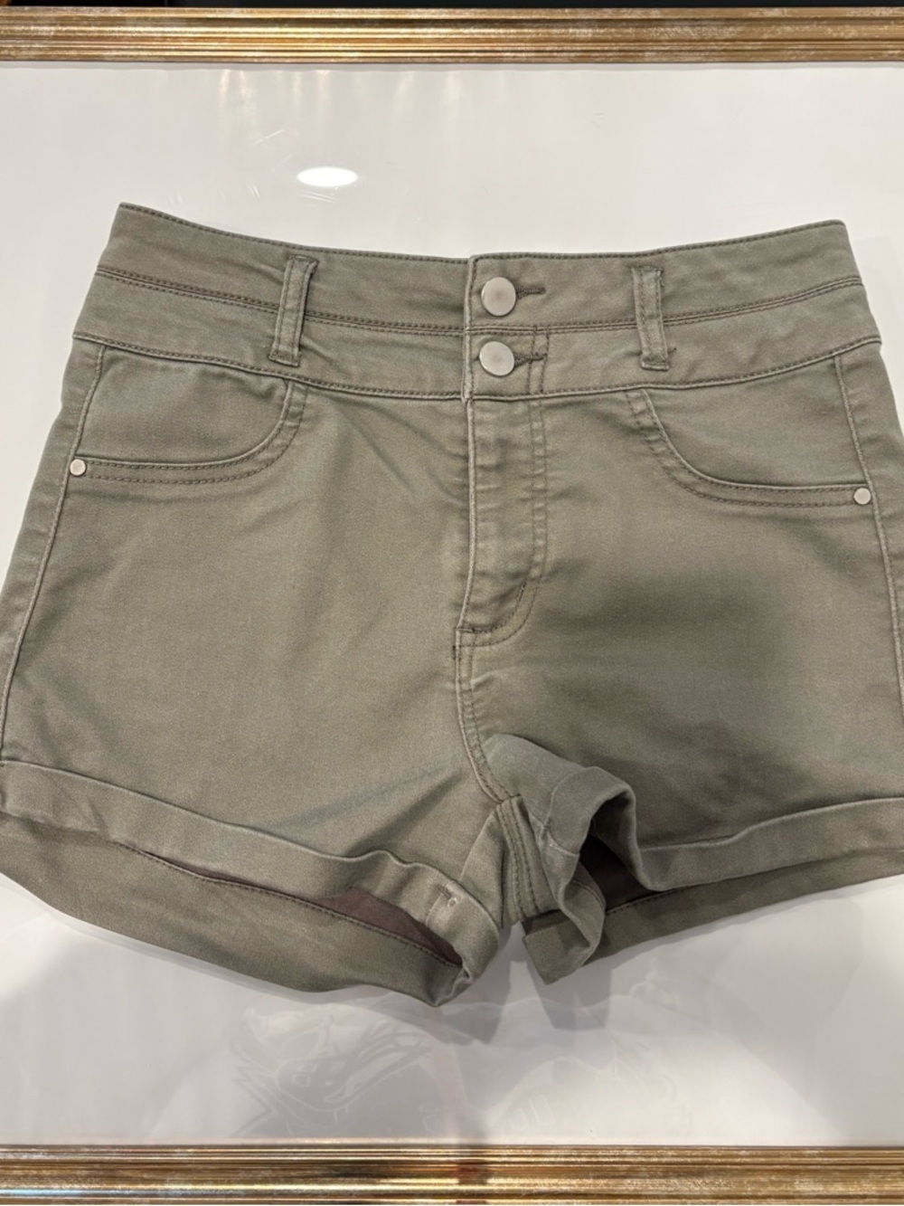 High-Rise Olive Green Women's Shorts
